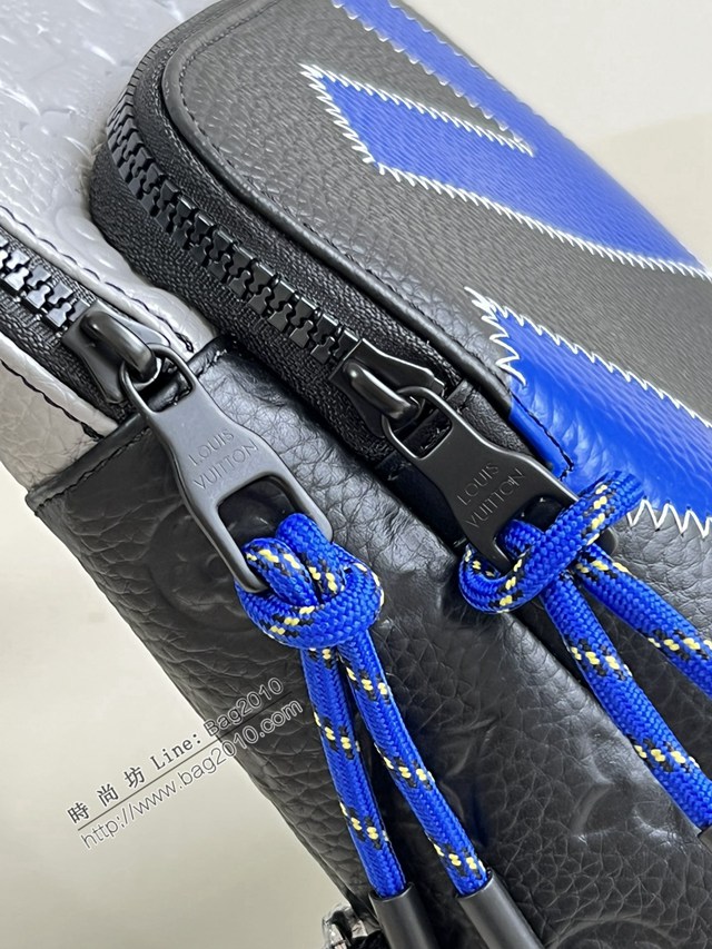 LV專櫃2023新款Avenue單肩包 M59926黑色 路易威登壓紋Taurillon皮革男士胸包挎包 dn1099